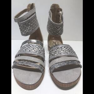 St Germain white & silver flat gladiator inspired